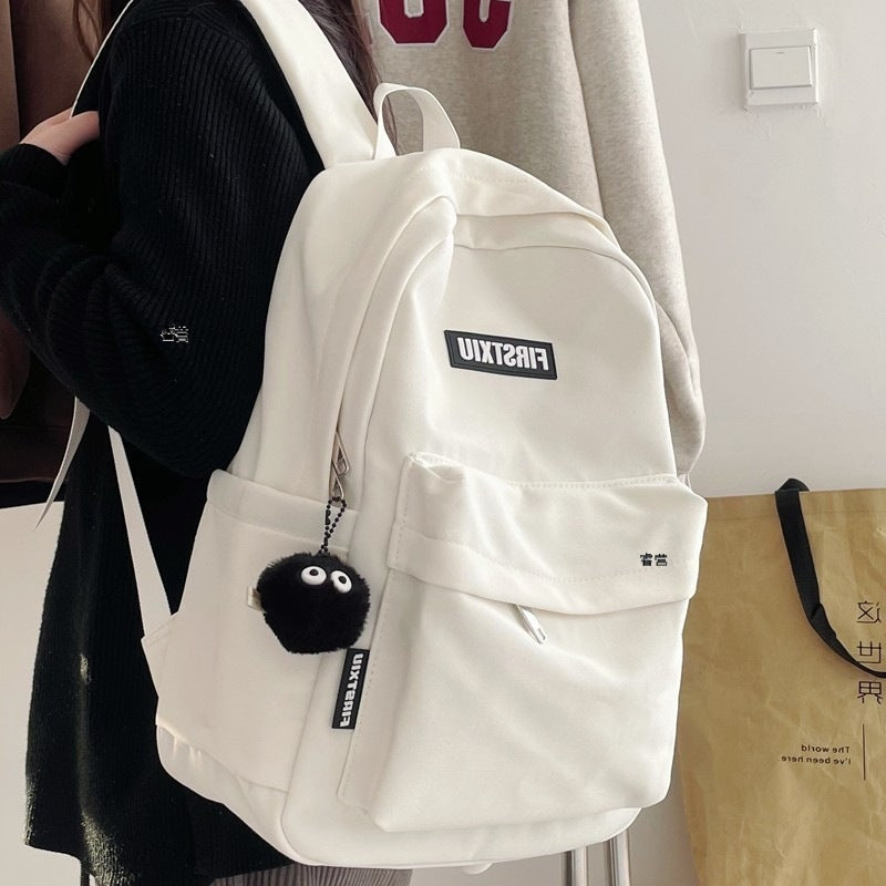 Schoolbag Girls Junior High School High School College Student Solid Color Minimalist Style Backpack Female 2023 New Original Niche Backpack 7 MART