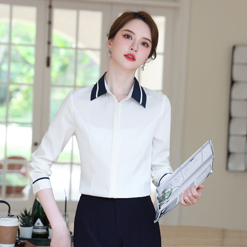 Autumn new business wear shirt formal dress women's long-sleeved shirt  overalls suit bottoming shirt – 7 MART