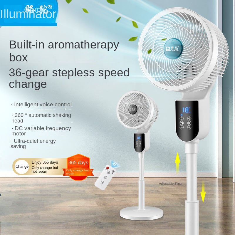 Camel air circulation fan DC frequency conversion 36-speed fan voice aromatherapy remote control turbine convection floor fan electric fan 