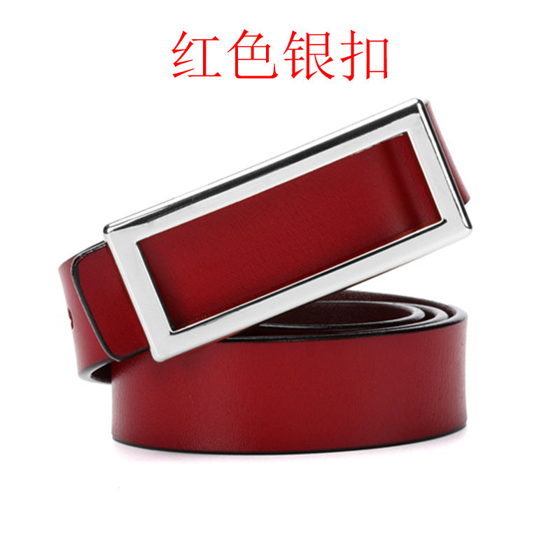 Factory direct sales belt women's leather smooth buckle pure cowhide Korean fashion all-match casual belt night market stall 