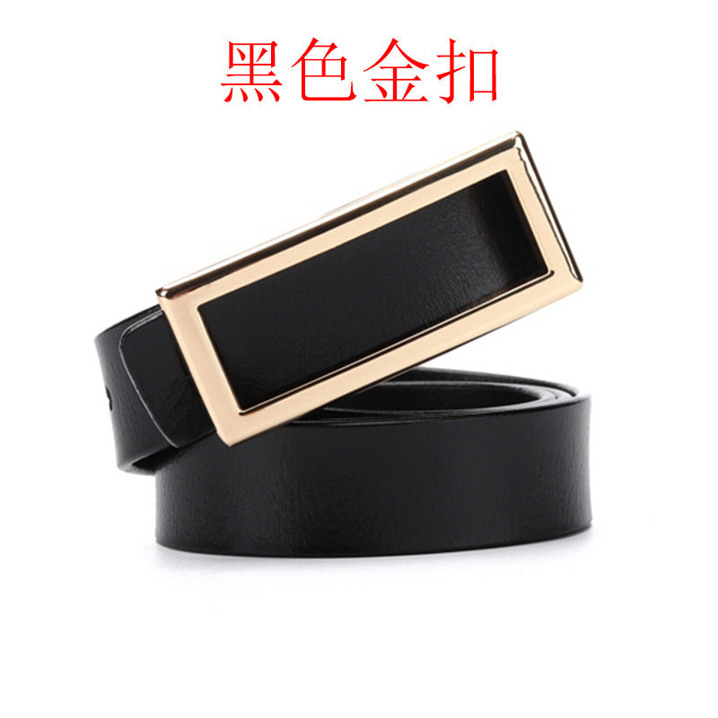 Factory direct sales belt women's leather smooth buckle pure cowhide Korean fashion all-match casual belt night market stall 