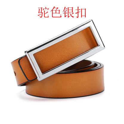 Factory direct sales belt women's leather smooth buckle pure cowhide Korean fashion all-match casual belt night market stall 