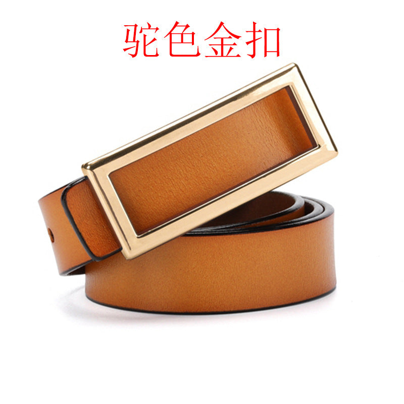 Factory direct sales belt women's leather smooth buckle pure cowhide Korean fashion all-match casual belt night market stall 