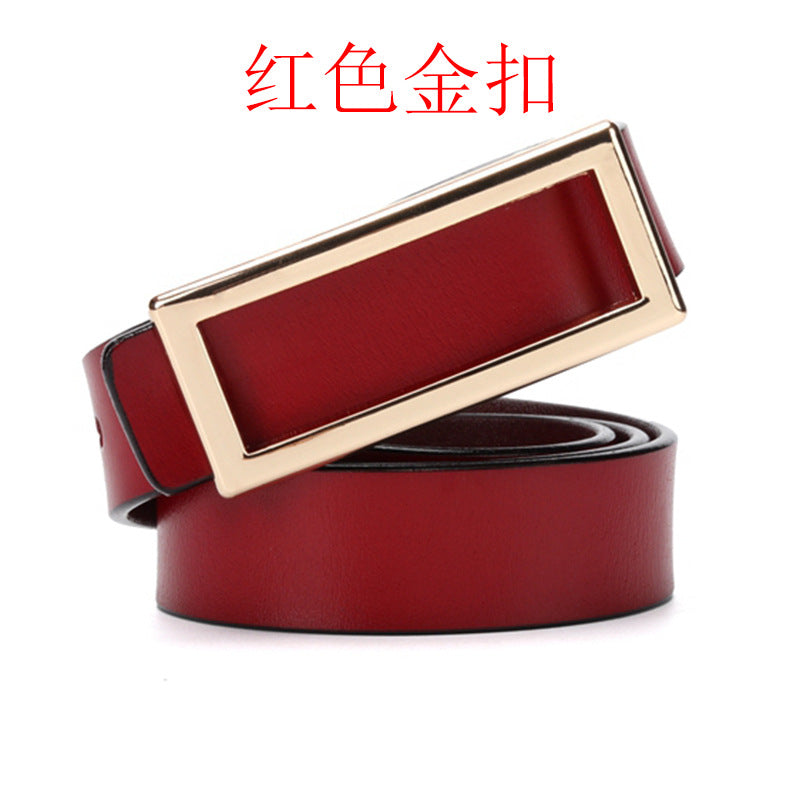 Factory direct sales belt women's leather smooth buckle pure cowhide Korean fashion all-match casual belt night market stall 