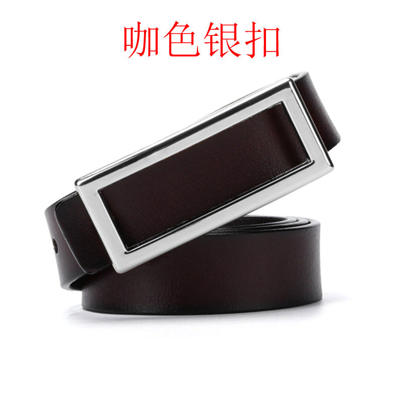 Factory direct sales belt women's leather smooth buckle pure cowhide Korean fashion all-match casual belt night market stall 