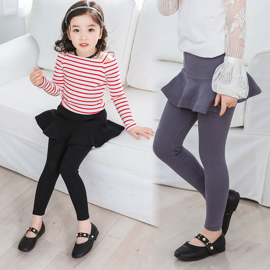 နွေဦးပေါက်မိန်းကလေးများ၏ leggings နွေဦးနှင့်ဆောင်းဦးရာသီ culottes ချည်သားဘောင်းဘီအသစ် အနက်ရောင် ပျော့ပျောင်းသော အပြင်ဘက် အရောင်အသွေး ပါးလွှာသောအပိုင်း 