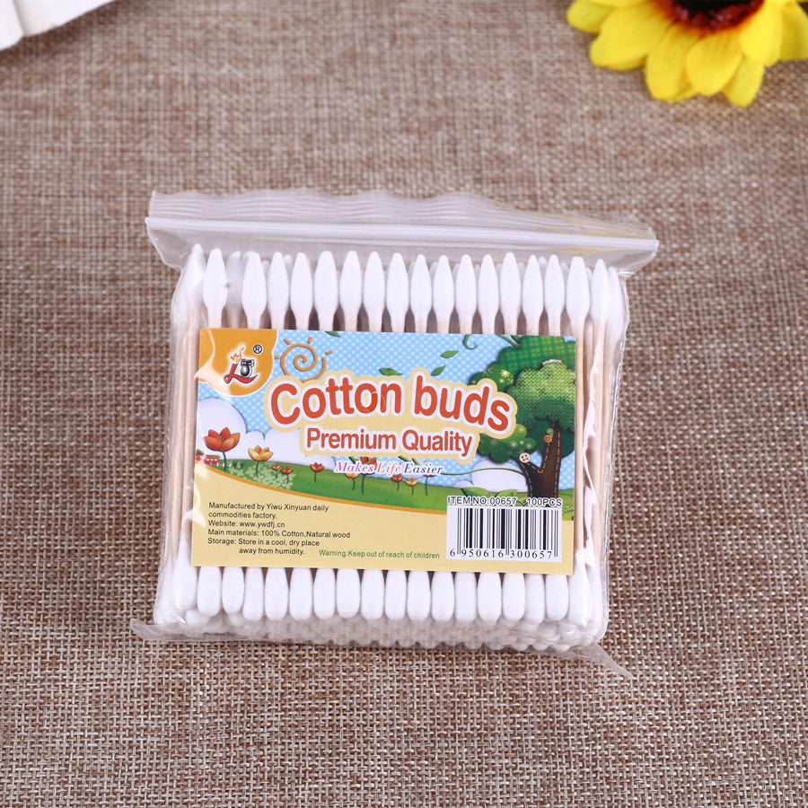 Bag of cosmetic embroidery cotton swabs with a pointed end and a round end 