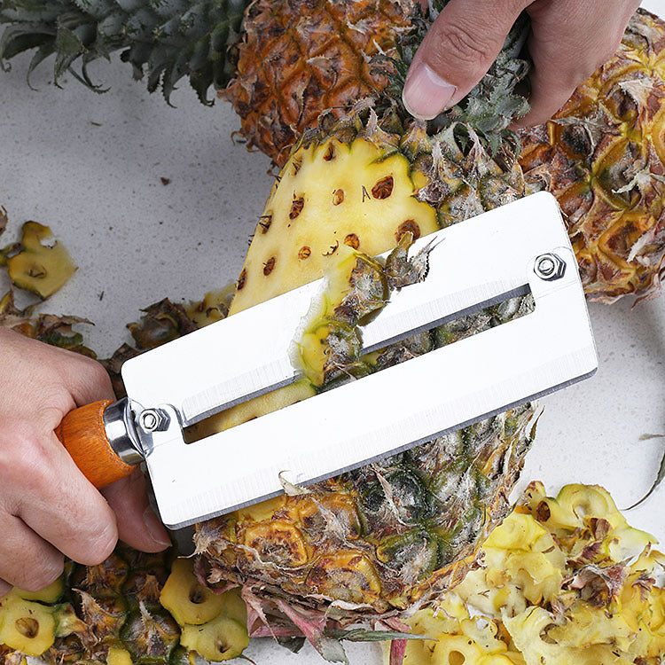 Wooden handle stainless steel pineapple knife sugar cane thickening special peeler household agricultural commercial fruit shop chopping tool 