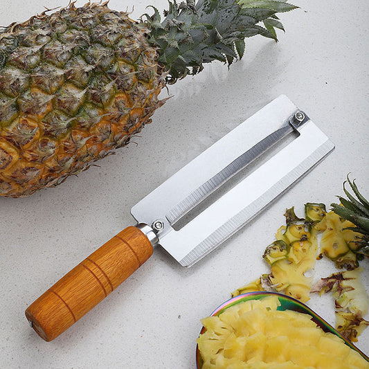 Wooden handle stainless steel pineapple knife sugar cane thickening special peeler household agricultural commercial fruit shop chopping tool 