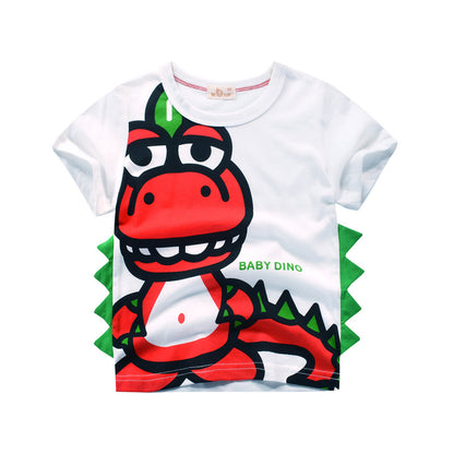 2024 children's clothing wholesale Korean version summer boy dinosaur half-sleeved children's summer clothing short-sleeved T-shirt top sweatshirt 