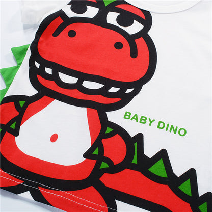 2024 children's clothing wholesale Korean version summer boy dinosaur half-sleeved children's summer clothing short-sleeved T-shirt top sweatshirt 