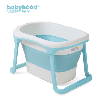 Children's foldable bathtub for newborn babies to sit or lie on while swimming. Large size for baby bathing. 