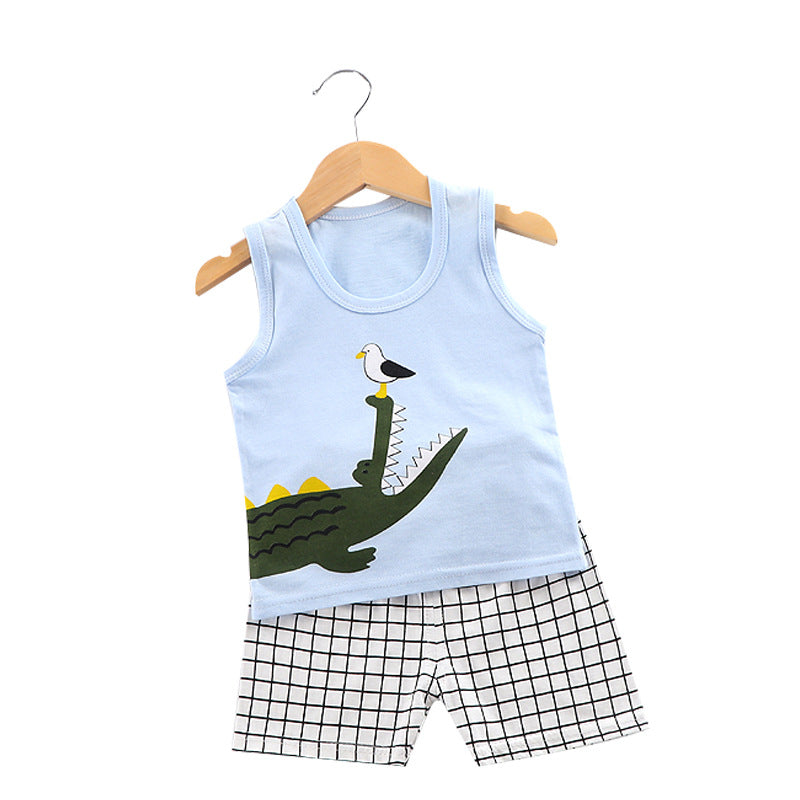 2023 Children's vest set baby clothes suspenders cotton boys and girls Patrick Star baby clothes sleeveless two-piece set summer 