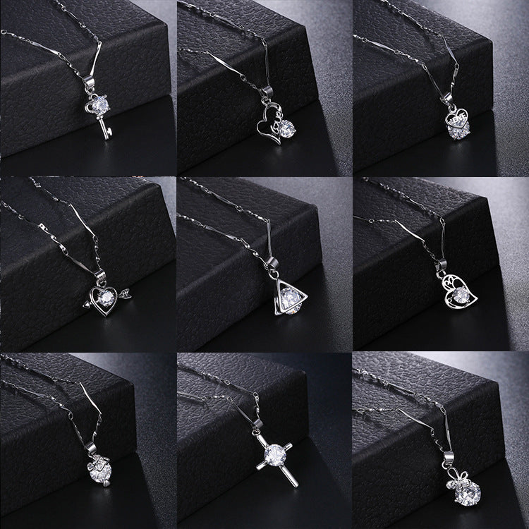 Korean version of the best-selling necklace collection color-preserving hypoallergenic zircon necklace simple temperament geometric heart-shaped necklace for women 