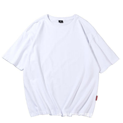 Guochao drop shoulder bat sleeve mid-sleeve blank solid color T-shirt half-sleeve wholesale advertising shirt mid-sleeve hip-hop pure cotton 