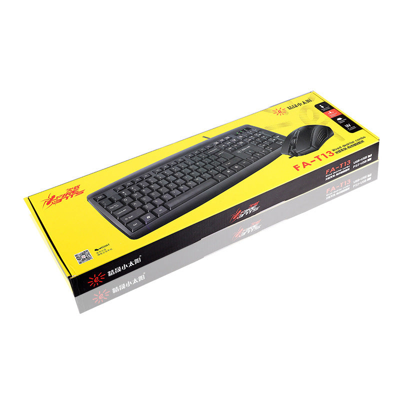 Jingsheng Little Sun T13 Mouse Keyboard Desktop Laptop တွင် Wired Mute Business Office Mouse Key Set