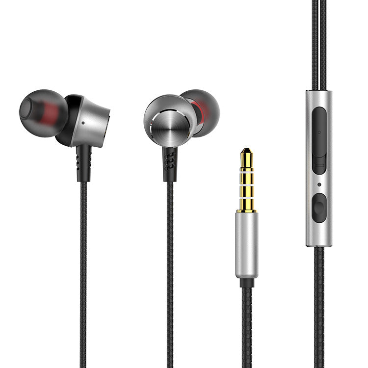 New Metal In-Ear Headphones Heavy Bass Metal Wire Control Mobile Phone Computer Universal Headphone Cable Wholesale 