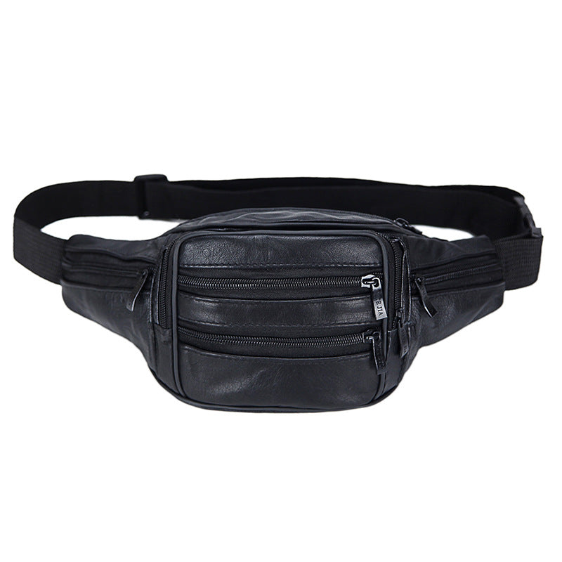 Factory direct sales first-layer cowhide mobile phone waist bag large-capacity sports waist bag cross-body men's first-layer genuine leather waist bag 