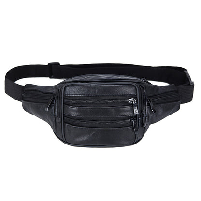 Factory direct sales first-layer cowhide mobile phone waist bag large-capacity sports waist bag cross-body men's first-layer genuine leather waist bag 