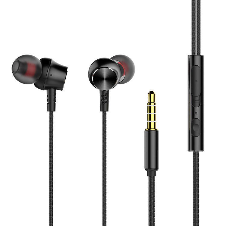 New Metal In-Ear Headphones Heavy Bass Metal Wire Control Mobile Phone Computer Universal Headphone Cable Wholesale 