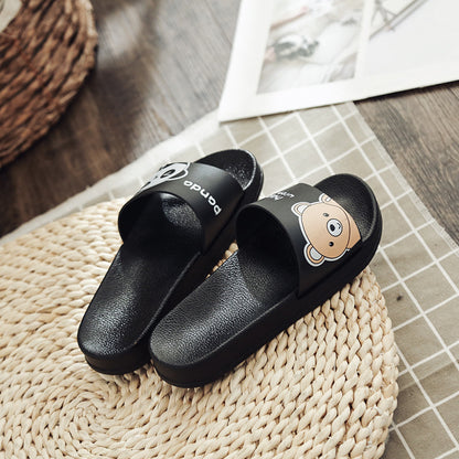 2022 New Cartoon Pig Indoor and Outdoor Wearing Sandals and Slippers Women's Flat Non-slip Soft Bottom Bathroom Ladies Cute Flip Flops 