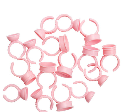 Wholesale eyelash grafting ring cup pink tattoo color material cup holding grafted eyelash glue tray 