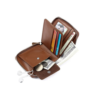 New Men's Simple Small Wallet European and American Explosive Handbag Zipper Men's Bag Multi-Card Large-capacity Clutch