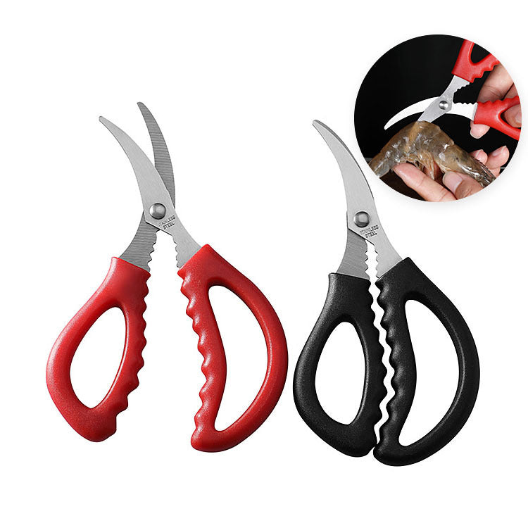 Practical elbow shrimp scissors stainless steel kitchen scissors multifunctional crayfish crab seafood scissors shrimp thread scissors in stock