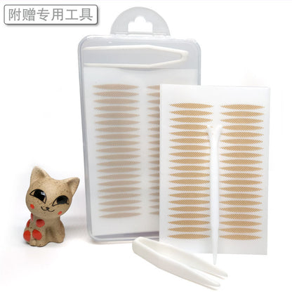 Double eyelid stickers 800 lace natural invisible boxed crescent olive-shaped beauty tools with fork clip internet celebrity 