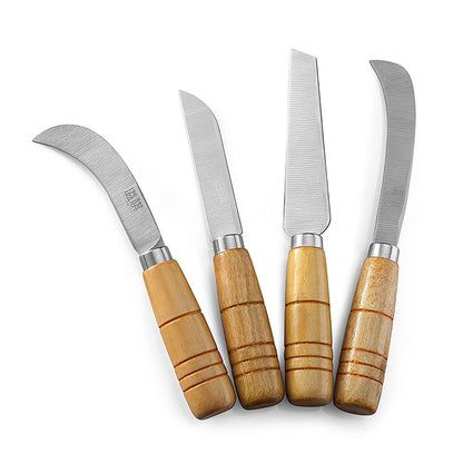 Stainless steel fruit knife pineapple wooden handle peel knife banana scimitar peeling melon fruit cutting kitchen knife vegetable knife 