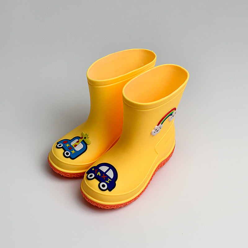 Children's rain boots women's fleece warm detachable water shoes non-slip waterproof rain boots young children's baby boy boots 