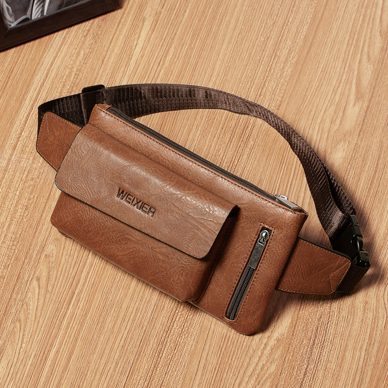 Wholesale Men's Retro Waist Bag Men's Multifunctional Casual Sports Cycling Chest Bag Belt Hanging Bag Men's Cashier Waist Bag 