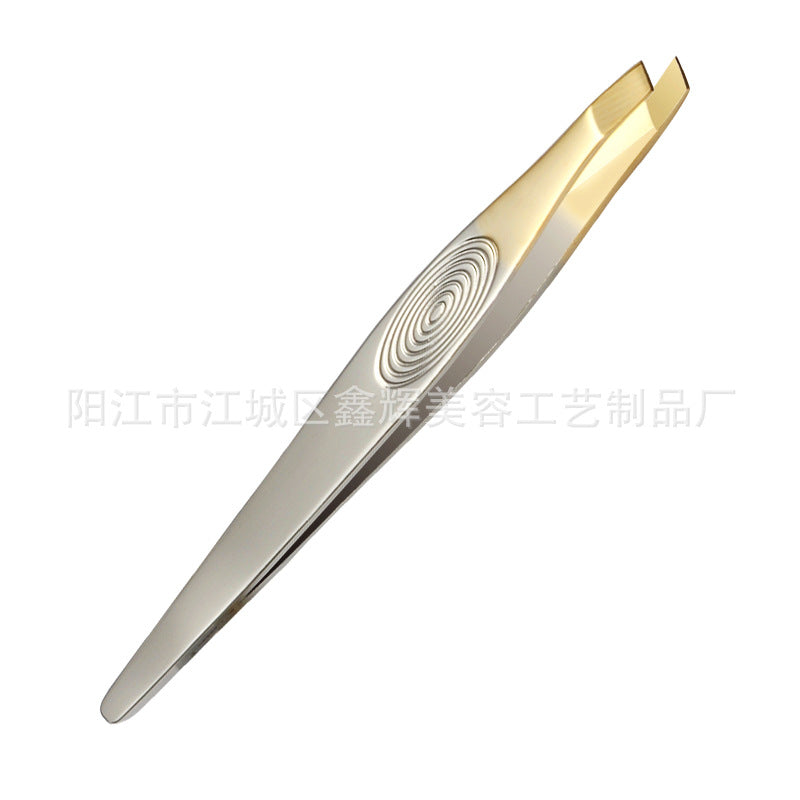 Stainless steel oblique semi-gold-plated eyebrow clip eyebrow clip eyebrow tweezers hair trimmer eyebrow trimming clip beauty tool 