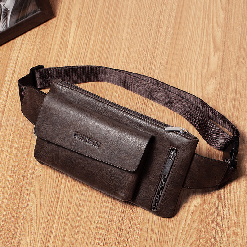 Wholesale Men's Retro Waist Bag Men's Multifunctional Casual Sports Cycling Chest Bag Belt Hanging Bag Men's Cashier Waist Bag 