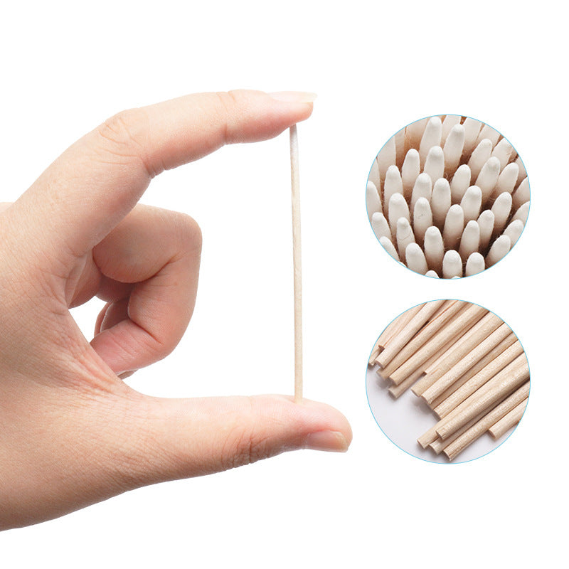 Wholesale eyelash grafting tools pointed wooden cotton swabs with embroidery embroidery pointed cotton swabs makeup cleaning cotton swabs 