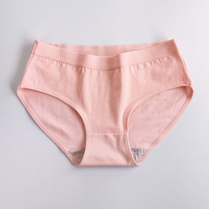 Girls' underwear, pure cotton, beautiful buttocks, middle waist, plain color, students' junior high school triangle underwear, cotton crotch, breathable arm lift 