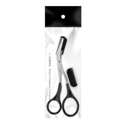 Korean stainless steel eyebrow trimming scissors with small eyebrow comb, eyebrow scissors, beauty tools for eyebrow trimming 