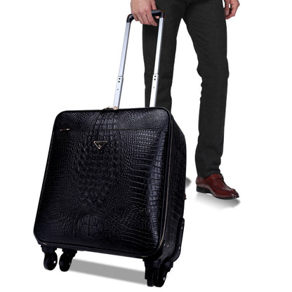 Paul Luggage Factory စစ်မှန်သော Leather Trolley Case Universal Wheel Suitcase Crocodile Pattern Cowhide Suitcase One Piece Dropshipping 