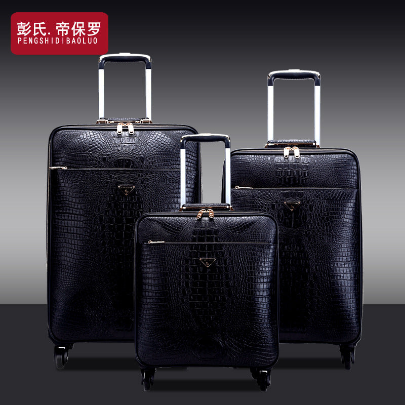 Paul Luggage Factory စစ်မှန်သော Leather Trolley Case Universal Wheel Suitcase Crocodile Pattern Cowhide Suitcase One Piece Dropshipping 