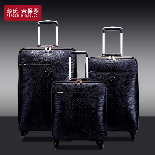 Paul Luggage Factory စစ်မှန်သော Leather Trolley Case Universal Wheel Suitcase Crocodile Pattern Cowhide Suitcase One Piece Dropshipping 