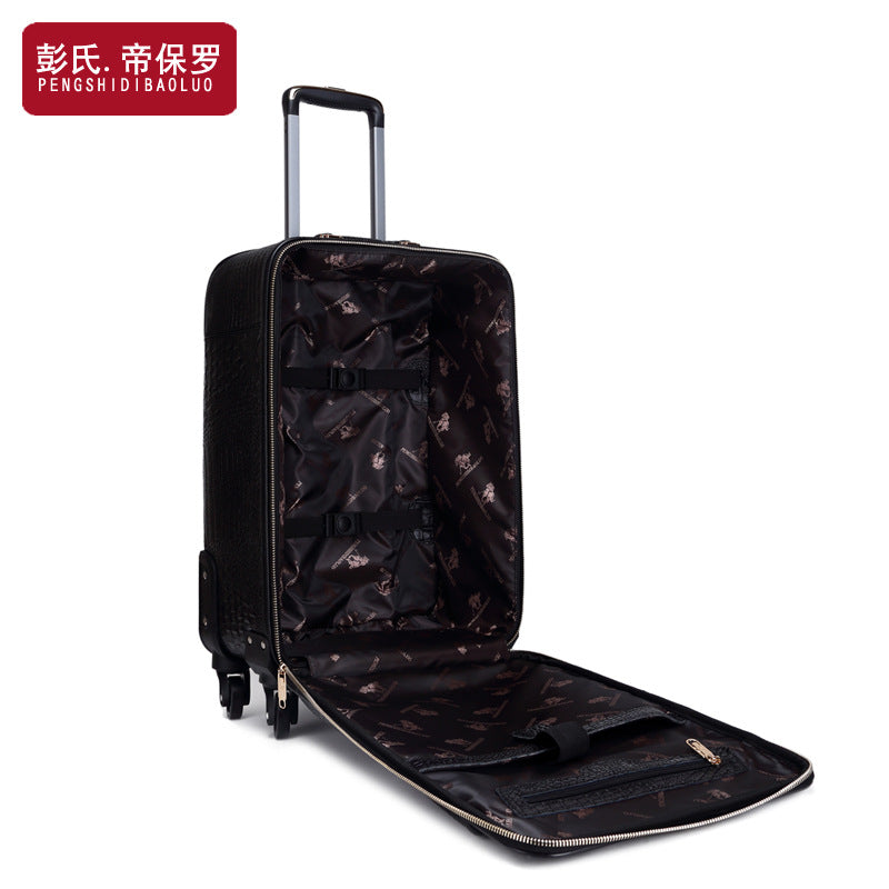 Paul Luggage Factory စစ်မှန်သော Leather Trolley Case Universal Wheel Suitcase Crocodile Pattern Cowhide Suitcase One Piece Dropshipping 