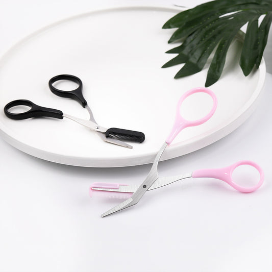 Korean stainless steel eyebrow trimming scissors with small eyebrow comb, eyebrow scissors, beauty tools for eyebrow trimming 