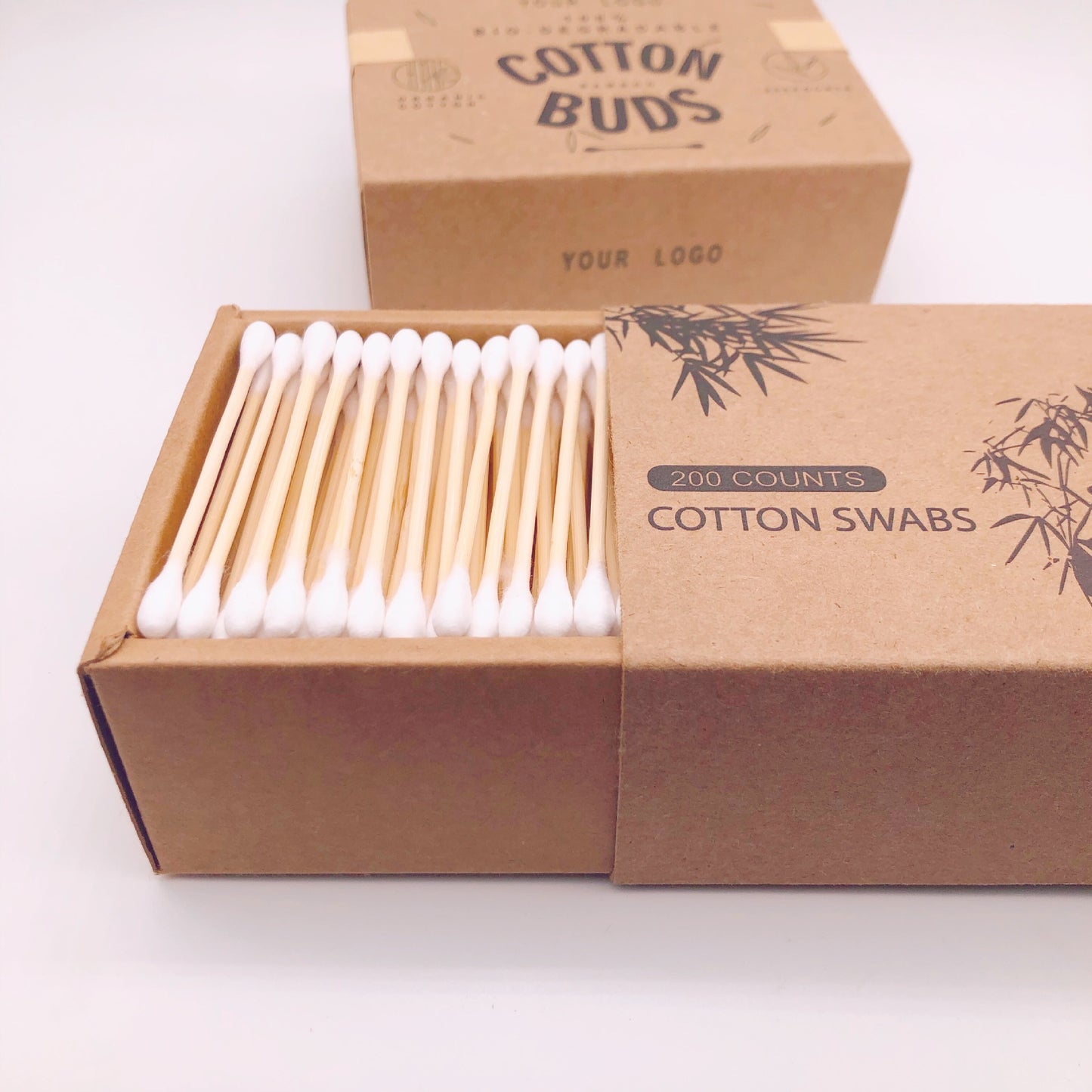 100 pcs 200 pcs eco-friendly paper box Amazon best-selling cotton swabs double-ended bamboo stick cotton swabs 