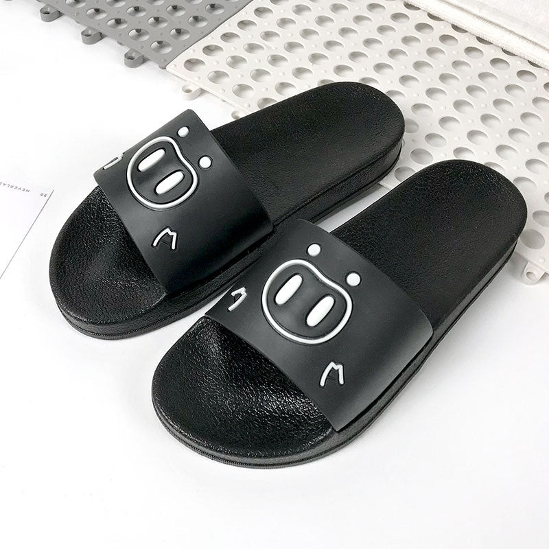 2022 Cartoon Pig Indoor and Outdoor Sandals and Slippers Women's Japanese Version Flat Non-slip Soft Bottom Bathroom Ladies Cute Flip Flops 