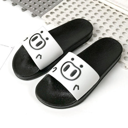 2022 Cartoon Pig Indoor and Outdoor Sandals and Slippers Women's Japanese Version Flat Non-slip Soft Bottom Bathroom Ladies Cute Flip Flops 