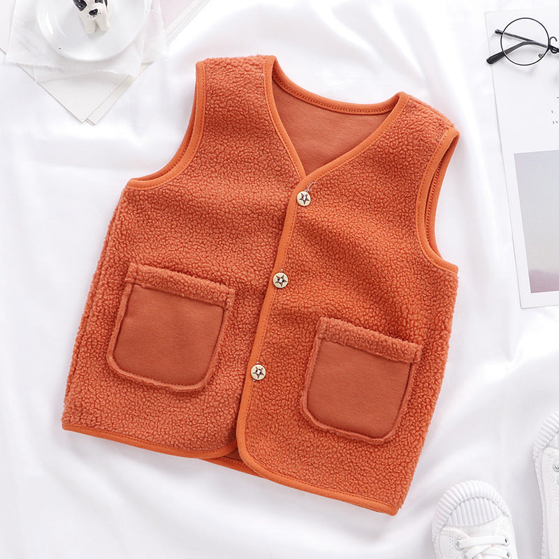 2023 children's vest spring and autumn polar fleece baby baby cardigan clothes to keep warm children's boys and girls to keep warm manufacturers wholesale 