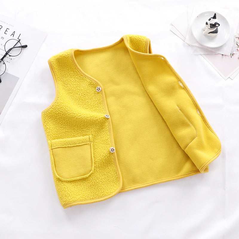 2023 children's vest spring and autumn polar fleece baby baby cardigan clothes to keep warm children's boys and girls to keep warm manufacturers wholesale 