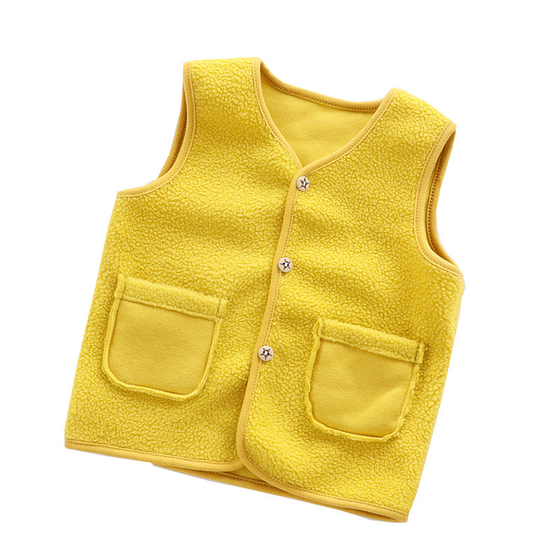 2023 children's vest spring and autumn polar fleece baby baby cardigan clothes to keep warm children's boys and girls to keep warm manufacturers wholesale 