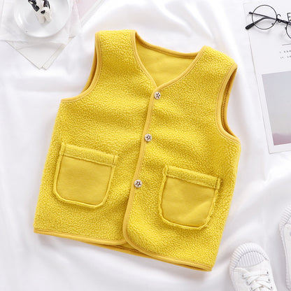 2023 children's vest spring and autumn polar fleece baby baby cardigan clothes to keep warm children's boys and girls to keep warm manufacturers wholesale 