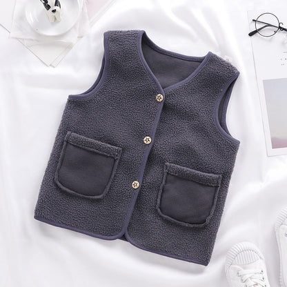 2023 children's vest spring and autumn polar fleece baby baby cardigan clothes to keep warm children's boys and girls to keep warm manufacturers wholesale 